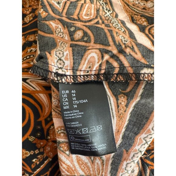 Richard Allan X H&M dress size 14 Womens Paisley 3/4 Sleeve Viscose boho new - Picture 7 of 8